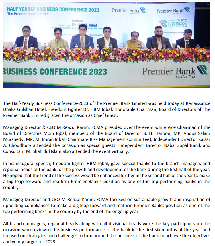 PREMIER BANK HOLDS HALF YEARLY BUSINESS CONFERENCE 2023